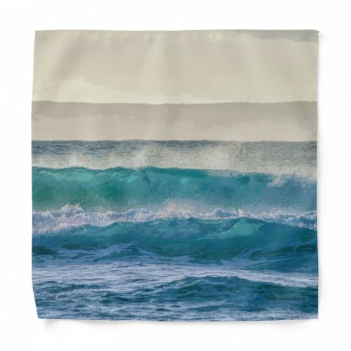 Elegant Blue Ocean Waves Acrylic Artwork  Bandana