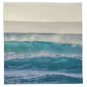 Elegant Blue Ocean Waves Acrylic Artwork Cloth Napkin