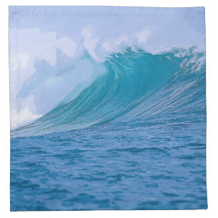 Elegant Blue Ocean Waves Acrylic Artwork Cloth Napkin