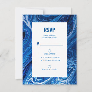 Elegant Blue Ocean Waves Bar Mitzvah RSVP Card