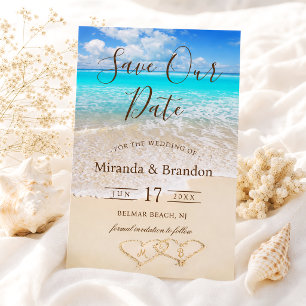 Elegant Blue Ocean Waves Tropical Beach Save The Date