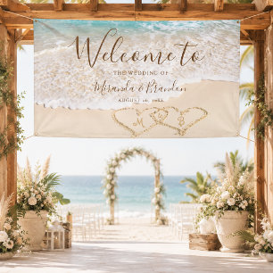 Elegant Blue Ocean Waves Tropical Beach Wedding Banner