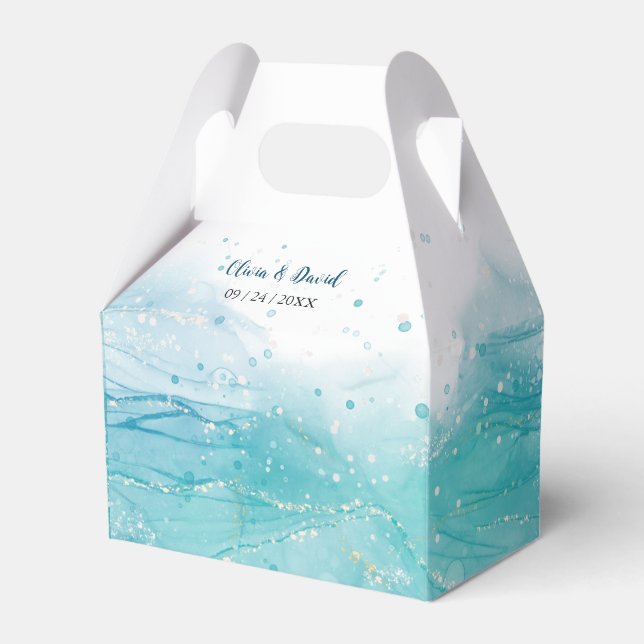 Elegant Blue Ocean Wedding Favor Box (Front Side)