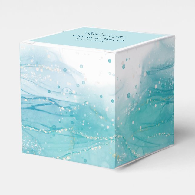 Elegant Blue Ocean Wedding Favor Box (Front Side)
