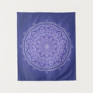 Elegant Blue Om Mandala Tapestry