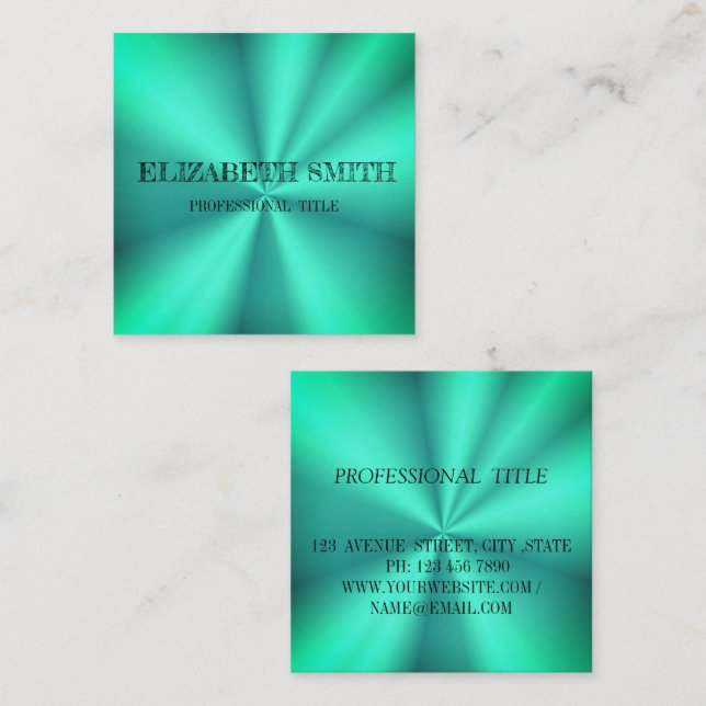 Elegant blue ombre modern  square business card (Front/Back)
