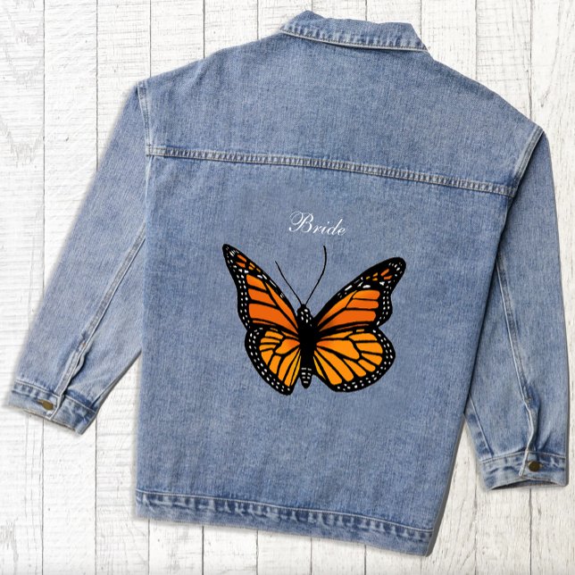 Elegant Blue Ombre Romantic Monarch Butterfly Denim Jacket (Creator Uploaded)