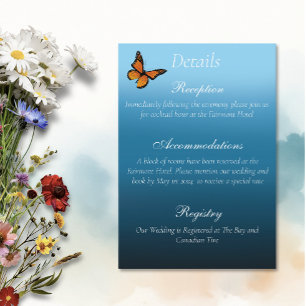 Elegant Blue Ombre Romantic Monarch Butterfly Enclosure Card