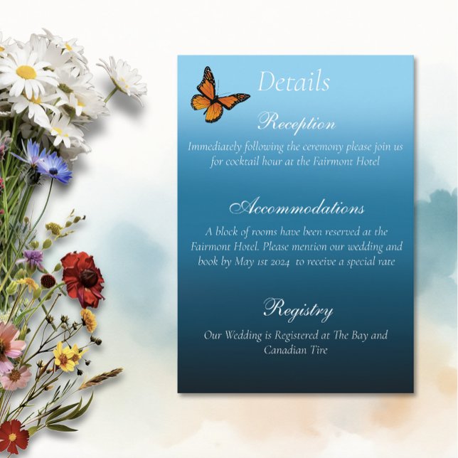 Elegant Blue Ombre Romantic Monarch Butterfly Enclosure Card (Creator Uploaded)