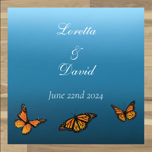 Elegant Blue Ombre Romantic Monarch Butterfly Floor Decals