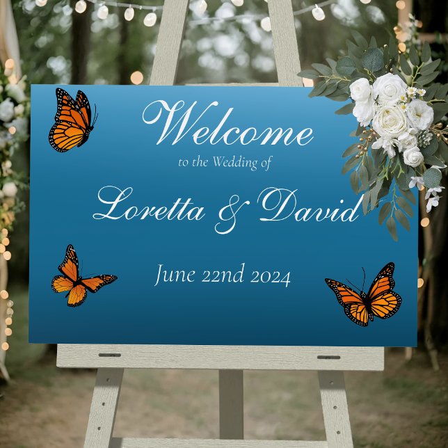 Elegant Blue Ombre Romantic Monarch Butterfly Foam Board (Creator Uploaded)