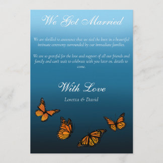 Elegant Blue Ombre Romantic Monarch Butterfly Invitation