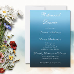 Elegant Blue Ombre Romantic Monarch Butterfly Invitation