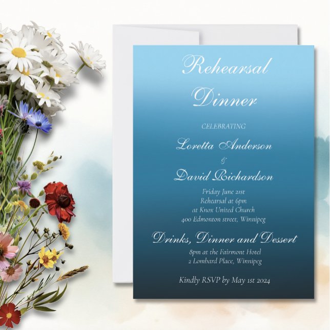 Elegant Blue Ombre Romantic Monarch Butterfly Invitation (Creator Uploaded)