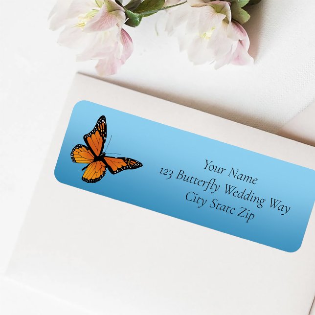 Elegant Blue Ombre Romantic Monarch Butterfly Label (Creator Uploaded)
