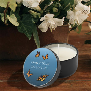 Elegant Blue Ombre Romantic Monarch Butterfly Mini Candle Favors