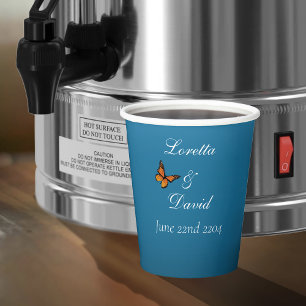 Elegant Blue Ombre Romantic Monarch Butterfly Paper Cups