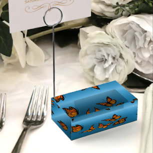 Elegant Blue Ombre Romantic Monarch Butterfly Place Card Holder