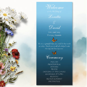 Elegant Blue Ombre Romantic Monarch Butterfly Program