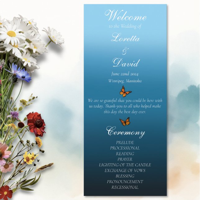 Elegant Blue Ombre Romantic Monarch Butterfly Program (Creator Uploaded)