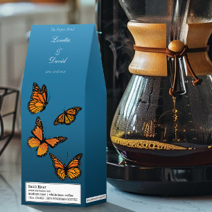 Elegant Blue Ombre Romantic Monarch Butterfly Roasted Coffee