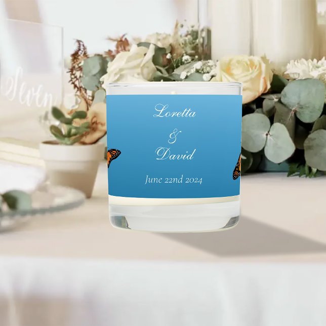 Elegant Blue Ombre Romantic Monarch Butterfly Scented Candle (Creator Uploaded)