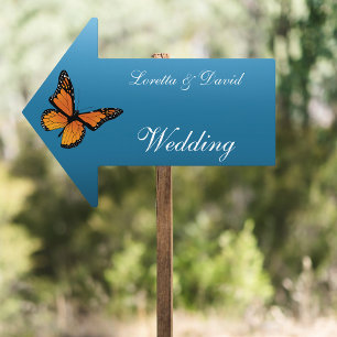 Elegant Blue Ombre Romantic Monarch Butterfly Sign