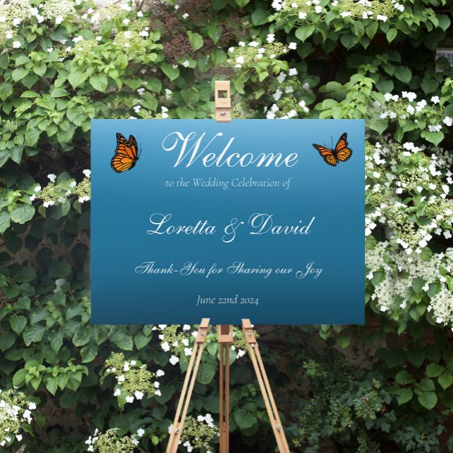 Elegant Blue Ombre Romantic Monarch Butterfly Sign (Creator Uploaded)