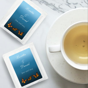Elegant Blue Ombre Romantic Monarch Butterfly Tea Bag Drink Mix