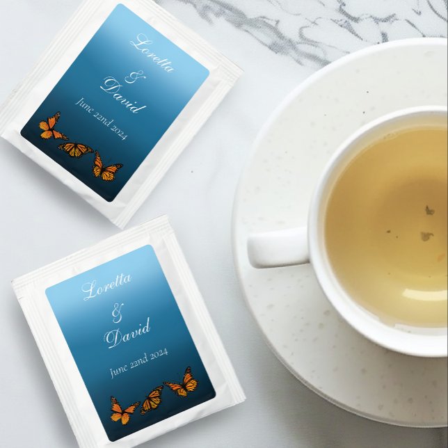 Elegant Blue Ombre Romantic Monarch Butterfly Tea Bag Drink Mix (Creator Uploaded)
