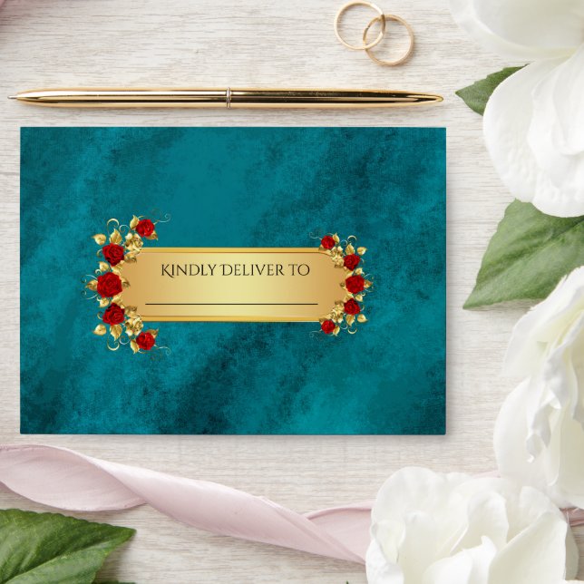 Elegant Blue Opulence Gold Luxury Royal  Envelope (Wedding)