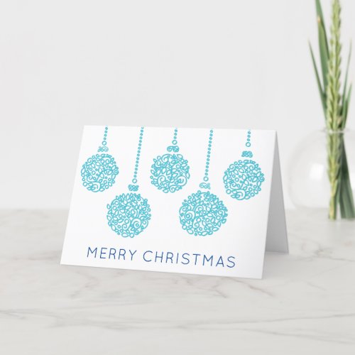 Elegant Blue Ornament Outline Christmas Holiday Card