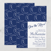 Elegant Blue Over The Moon Celestial Baby Shower I