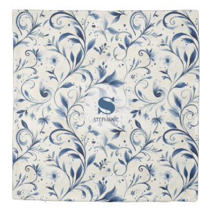 Elegant Blue Paisley Leaves - White Background (2) Duvet Cover