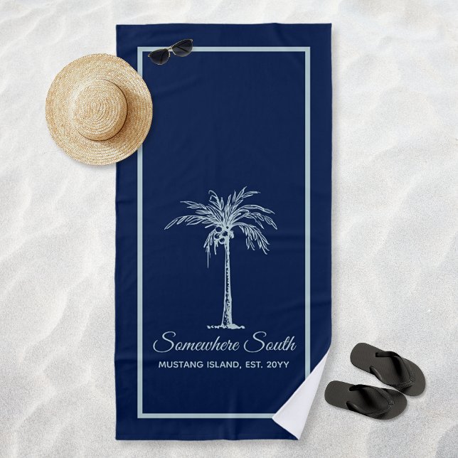 Elegant Blue Pale Teal Palm Tree Personalized Beach Towel (Elegant Blue Pale Teal Palm Tree Personalized Beach Towel)