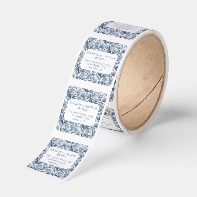 Elegant Blue Palm Botanical Wedding Square Sticker