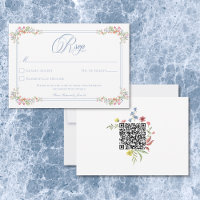 Elegant Blue Pastel Wildflower Border Wedding