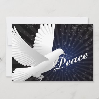 Elegant Blue Peace Dove Seasons Greetings Holiday Card by XmasMall at Zazzle