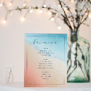 Elegant Blue Peach Ombre Bar Menu Foam Board