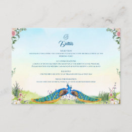 Elegant Blue Peacock Botanical Wedding Style Enclosure Card