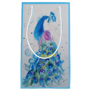 Elegant Blue Peacock Watercolour bird Gift Bag