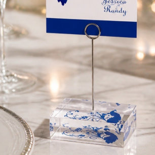 Elegant Blue Peacock Wedding Table Card Holder
