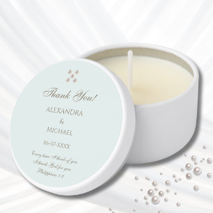 Elegant Blue Pearl Christian Wedding Thank You Mini Candle Favors
