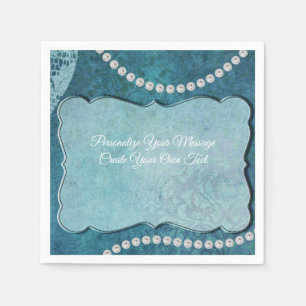 Elegant Blue Pearls Personalize Special Occasions Napkins