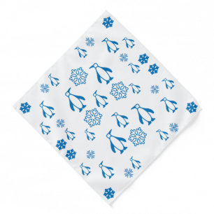 Elegant Blue Penguins With Snowflakes Pattern Bandana