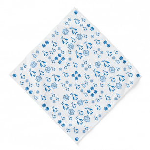 Elegant Blue Penguins With Snowflakes Pattern Bandana