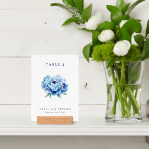 Elegant Blue Peony Table Number Holder