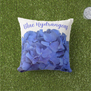 Elegant Blue periwinkle elegant floral hydrangeas Outdoor Pillow