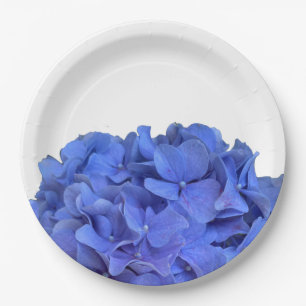 Elegant Blue periwinkle elegant floral hydrangeas  Paper Plates