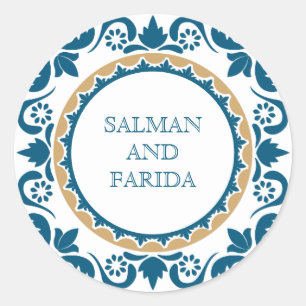 Elegant Blue Persian Mosaic Wedding Envelope Seal